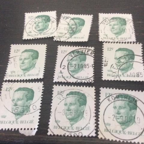 troc de  9 timbres verts belges 12 F, sur mytroc