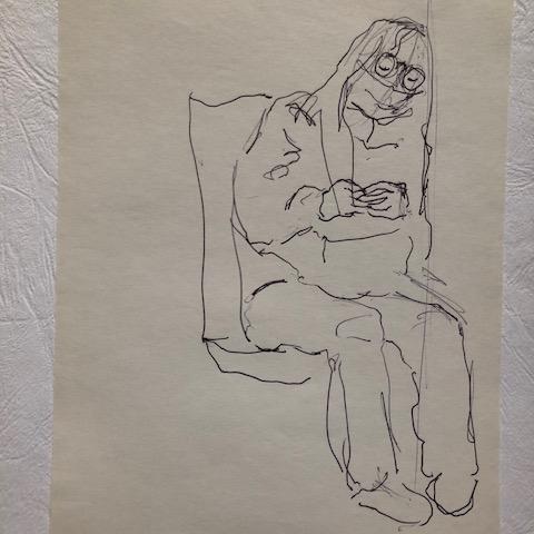 troc de  Croquis usager du métro, période Covid jeune femme assise, sur mytroc