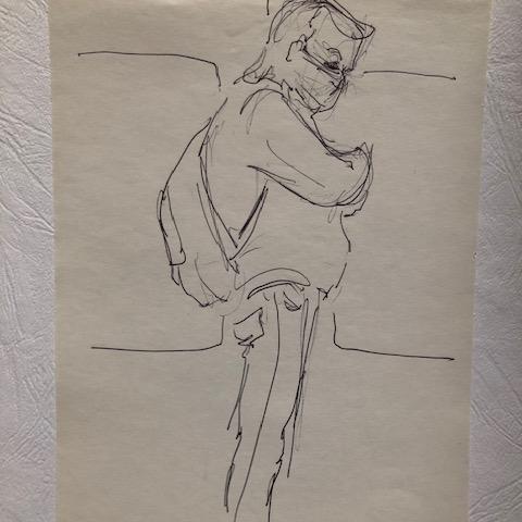 troc de  Croquis usager du métro, période Covid : homme debout, sur mytroc