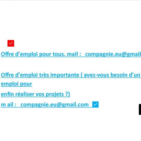 troc de  Offre d'emploi pour tous. mail :   compagnie.eu@gmail.com  Offre, sur mytroc