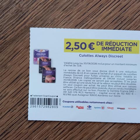 troc de  Bon de réduction ALWAYS., sur mytroc
