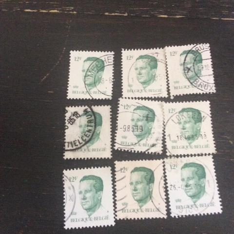 troc de  9 timbres verts belges 12 F, sur mytroc