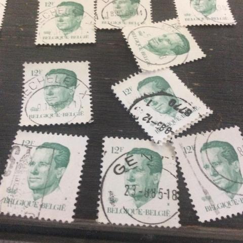 troc de  9 timbres verts belges 12 F, sur mytroc