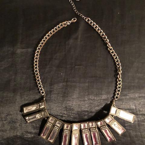 troc de  (réservé) Collier vintage métal argenté verre, sur mytroc
