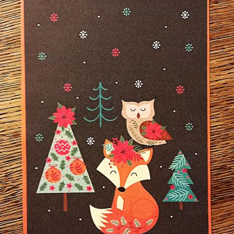 troc de  Grande carte "Renard et chouette de Noël"., sur mytroc