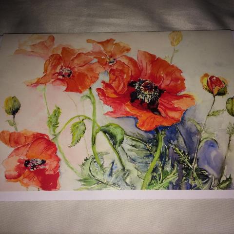 troc de  Carte fleurs de coquelicots & son enveloppe blanche, sur mytroc