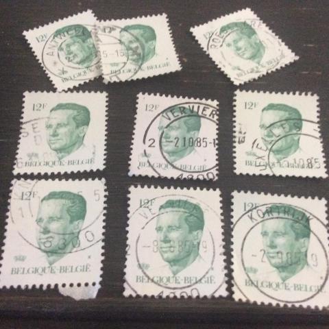 troc de  9 timbres verts belges 12 F, sur mytroc