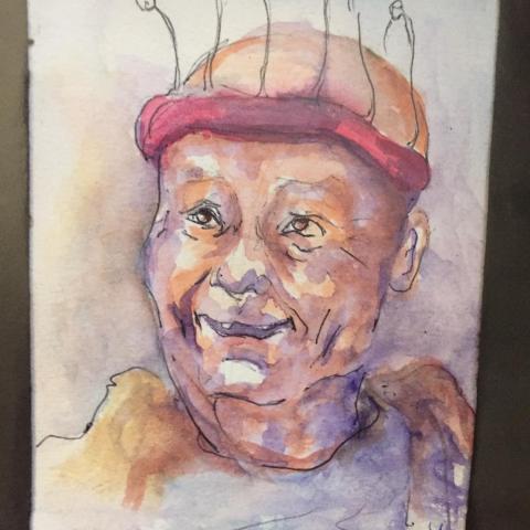 troc de  Aquarelle originale portrait d'après photo "Le Roi se meurt", sur mytroc