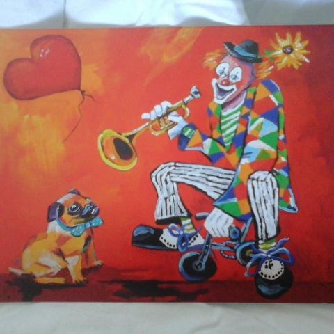 troc de  Carte clown & chien JOIE DE VIVRE & son enveloppe blanche, sur mytroc