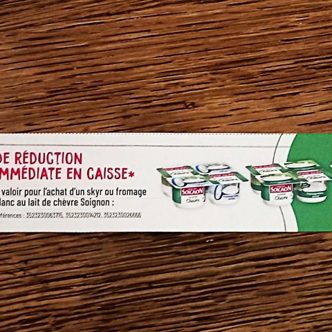 troc de  Bon de réduction skyrs/fromages blancs SOIGNON., sur mytroc