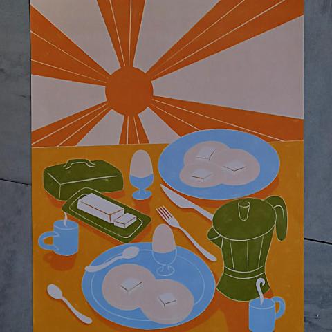troc de  Affiche "Petit-déjeuner de vacances"., sur mytroc