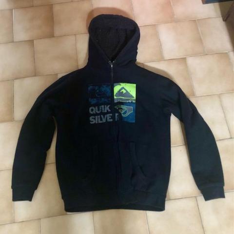 troc de  Gilet sweat cardigan capuche doublé QuickSilver noir - 14 ans, sur mytroc