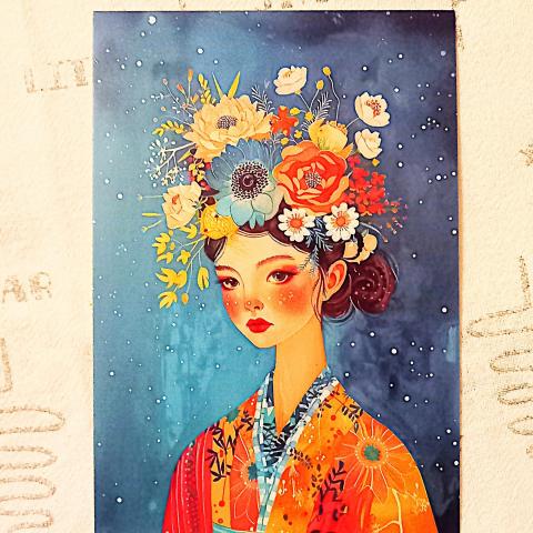 troc de  Carte d'une femme-fleur., sur mytroc