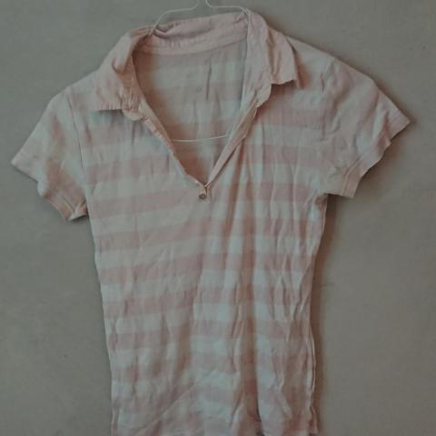 troc de  T-shirt polo rayures taille M blanc et rose, sur mytroc