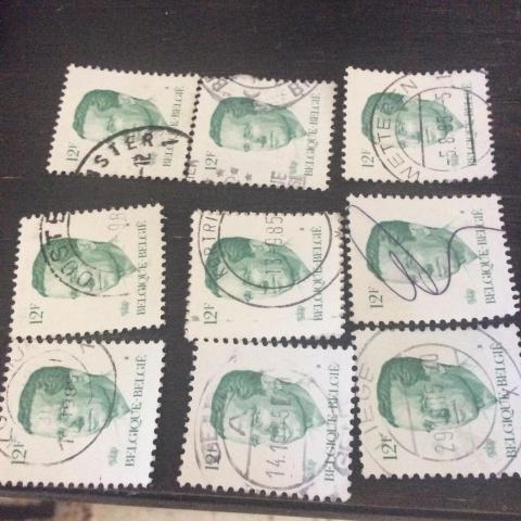 troc de  9 timbres verts belges 12 F, sur mytroc