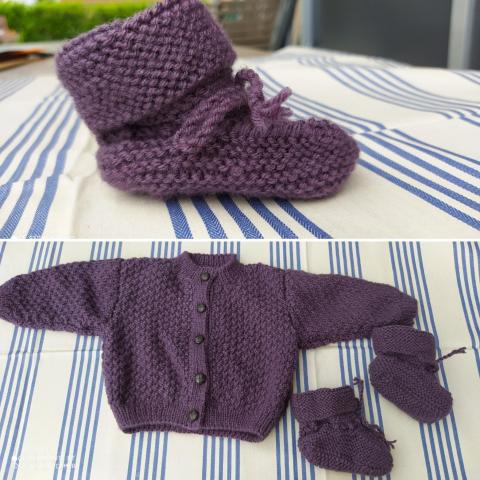troc de  Ensemble bébé 6 mois tricoté main, sur mytroc