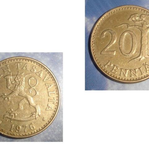 troc de  Envoi le 09/11 à Cyril/Pièce monnaie Finlande Suomen Tasavalta 20 PENNIÄ de 1976, sur mytroc