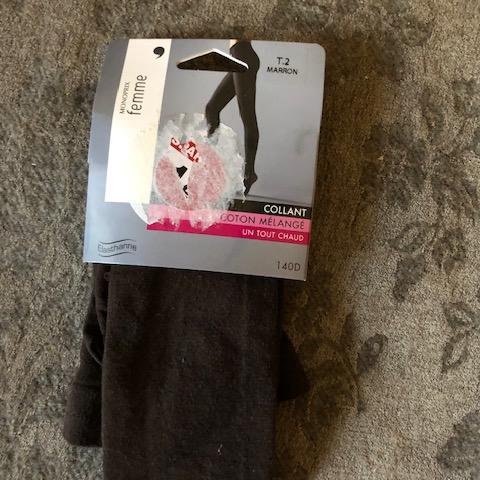 troc de  (réservé) Collant coton mélangé 140D marron Taille 2 Monoprix, sur mytroc