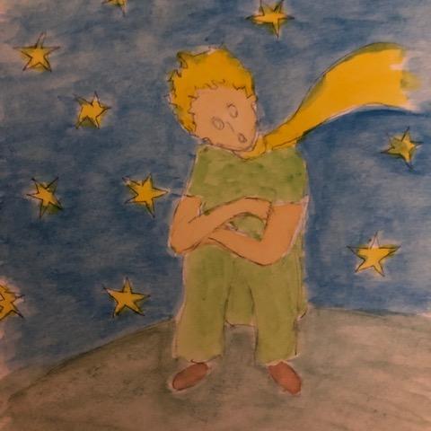 troc de  Aquarelle d'après Le Petit Prince de Saint-Ex 14x20cm approx., sur mytroc
