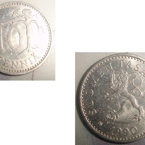 troc de  4)1 Monnaie Finlande Suomen Tasavalta 10 PENNIÄ ALU 1990, sur mytroc