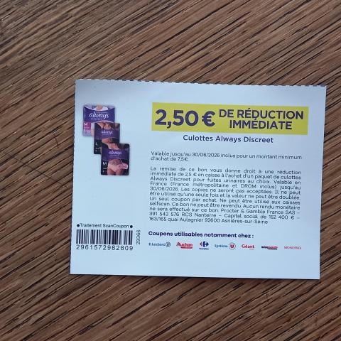 troc de  Bon de réduction ALWAYS., sur mytroc