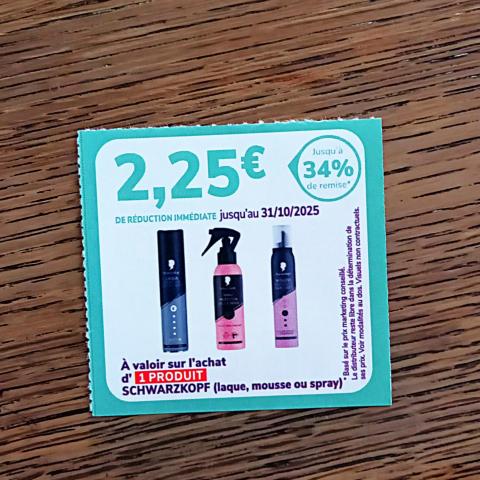 troc de  Bon de réduction SCHWARZKOPF., sur mytroc