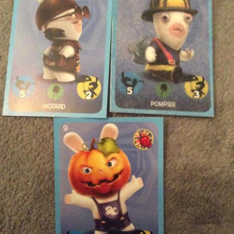 troc de  3 Cartes lapins crétins motard pompier  Halloween, sur mytroc