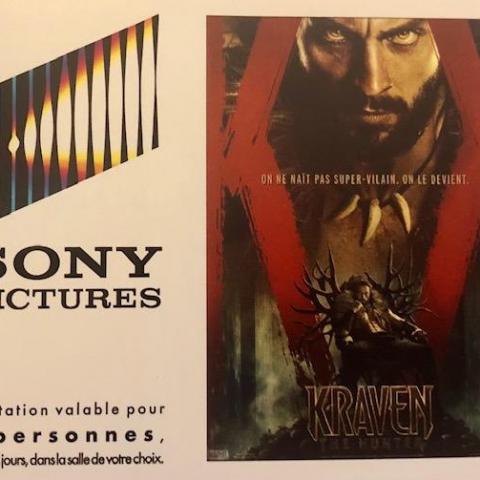 troc de  2 places de ciné pour le film "Kraven - The Hunter", sur mytroc