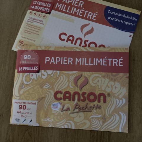 troc de  2 paquets de 16 feuilles de papier millimétré marque Canson, sur mytroc