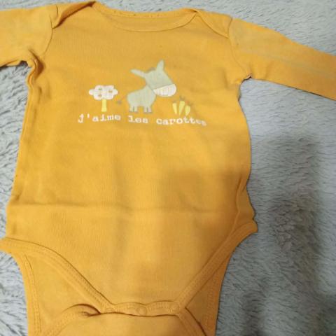 troc de  Body oran,ge 1 an j'aime les carottes, sur mytroc