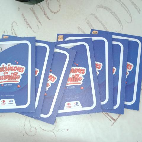 troc de  7 cartes Carrefour série "Disney-Cuisinons en Famille", sur mytroc