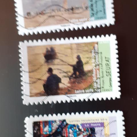 troc de  3 timbres art France, sur mytroc