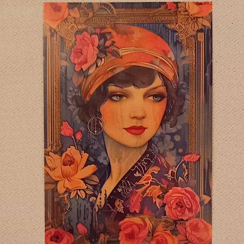 troc de  Carte "Portrait femme art déco". RÉSERVÉE., sur mytroc