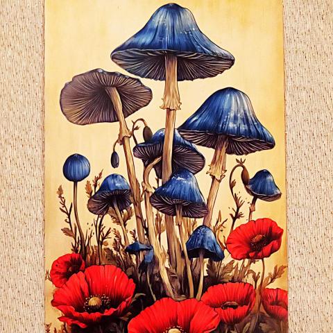 troc de  Carte postale "Champignons et coquelicots"., sur mytroc