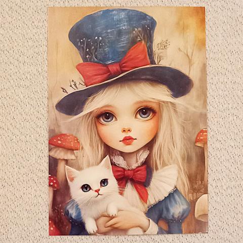 troc de  Carte postale "Alice et le chaton blanc"., sur mytroc