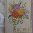 troc de troc carte de tout coeur dessin de fleurs & son enveloppe parme assort image 0