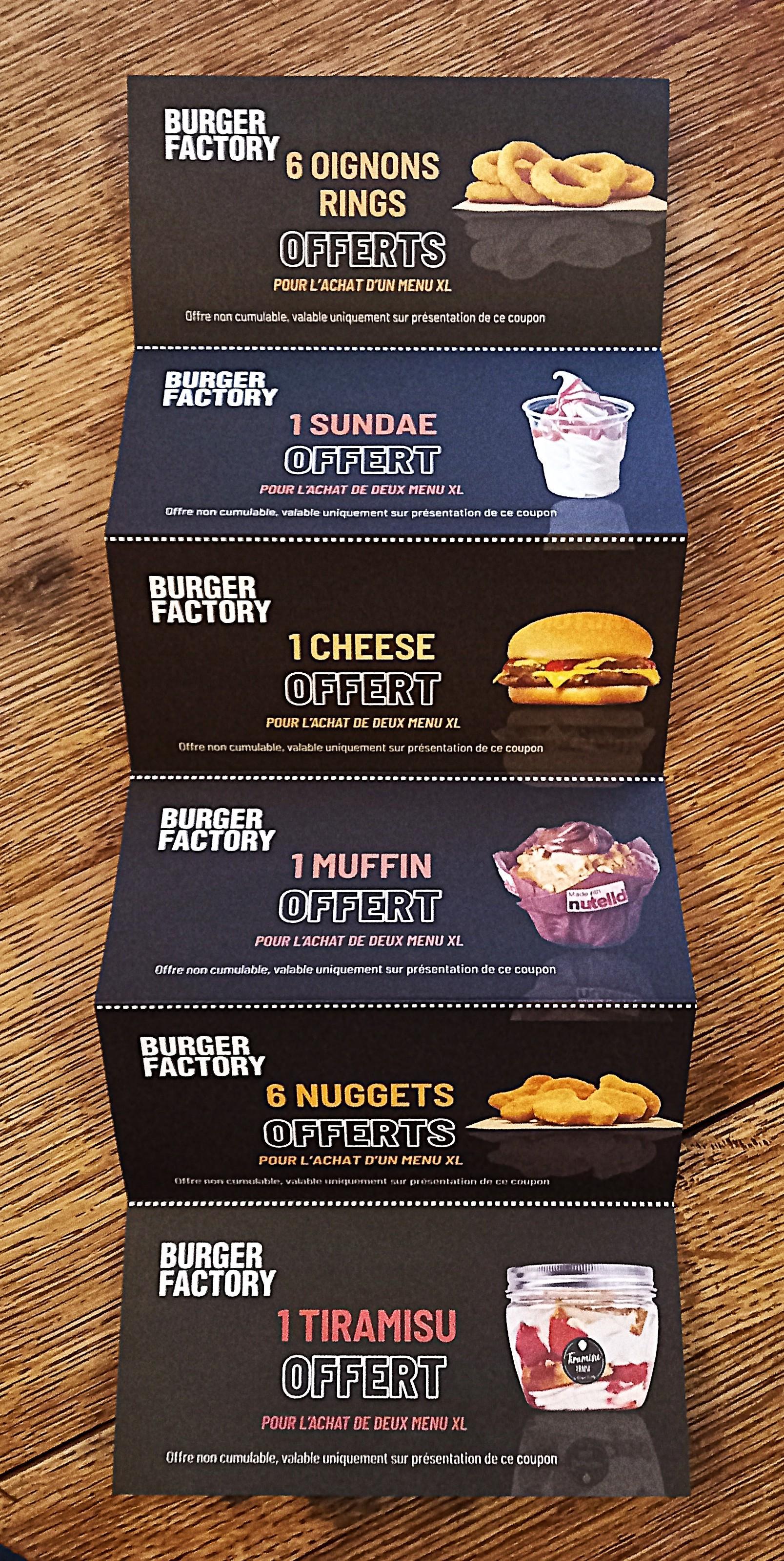 troc de troc chéquier réductions burger factory. image 1