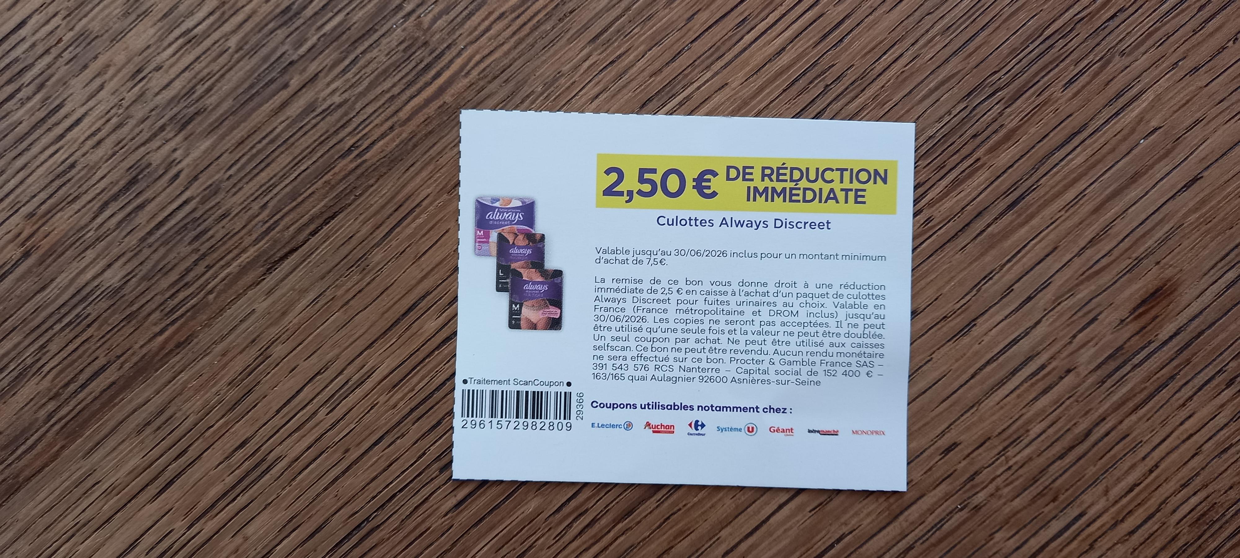 troc de troc bon de réduction always. image 0