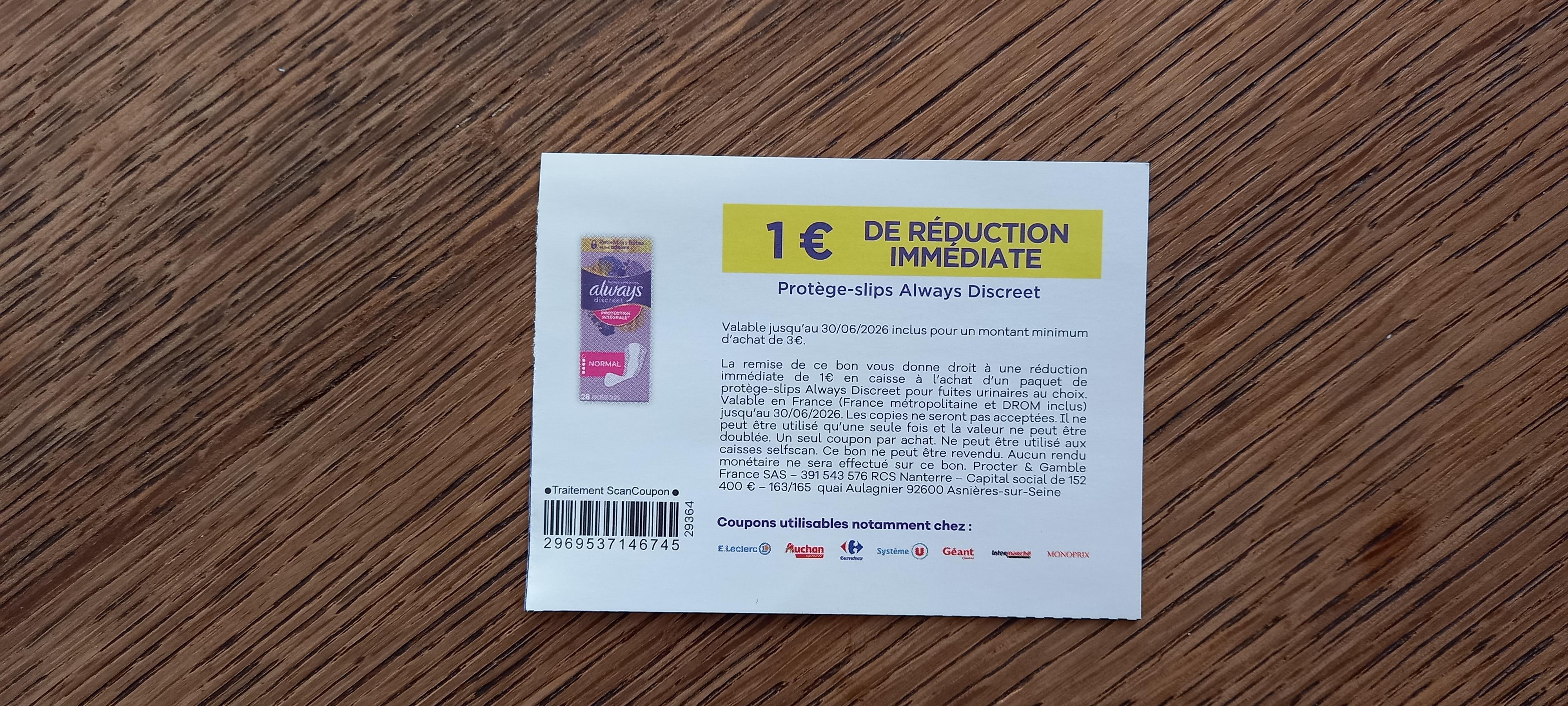 troc de troc bon de réduction always. image 0