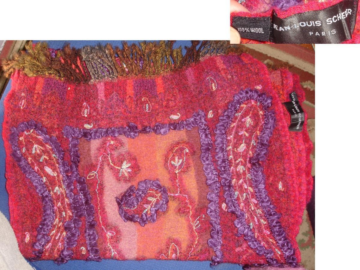 troc de troc Écharpe brodÉe & frangÉe j-louis scherrer 100 % wool / laine image 1