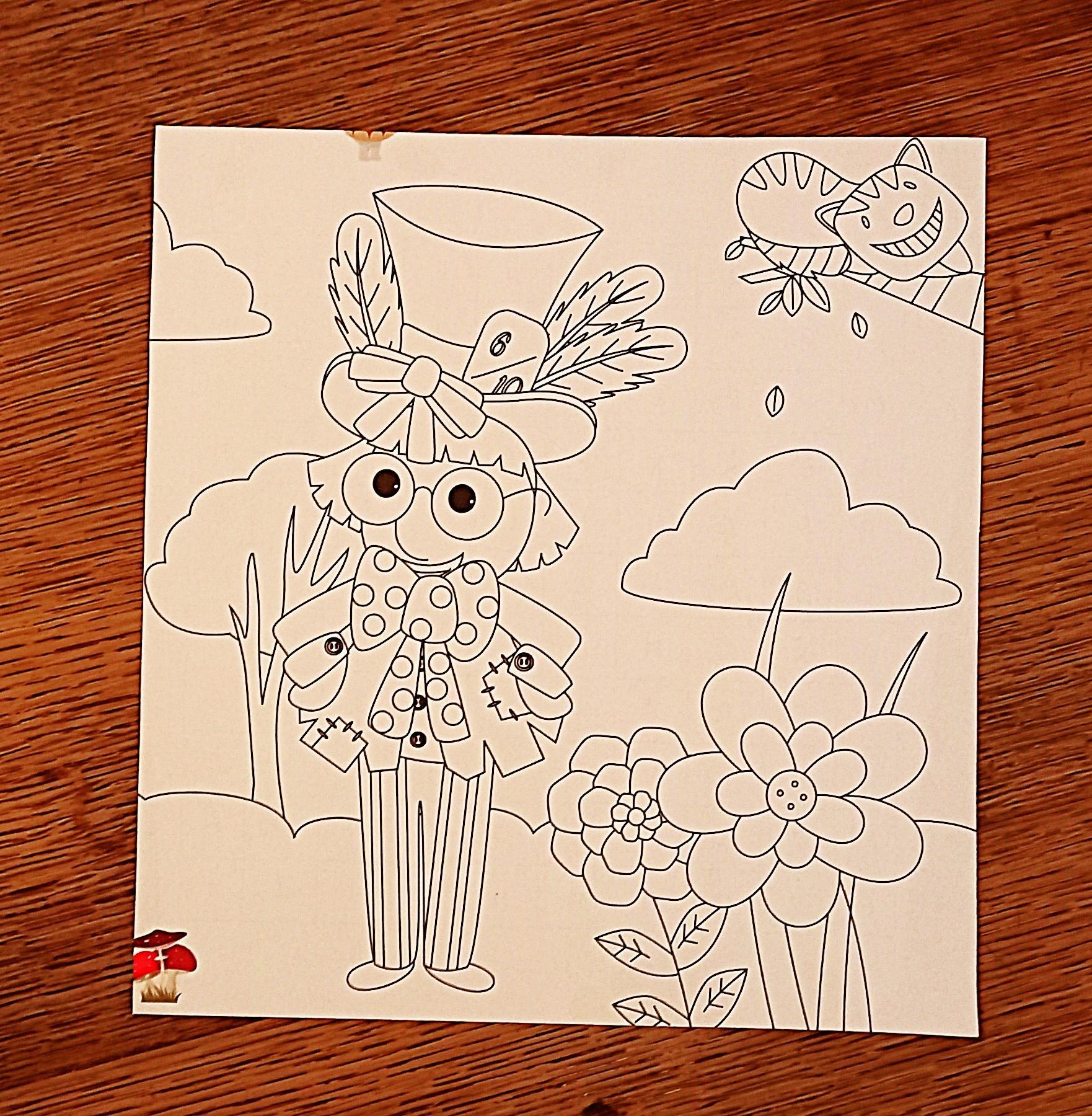 troc de troc coloriage "le chapelier fou et le chat du cheshire". image 0