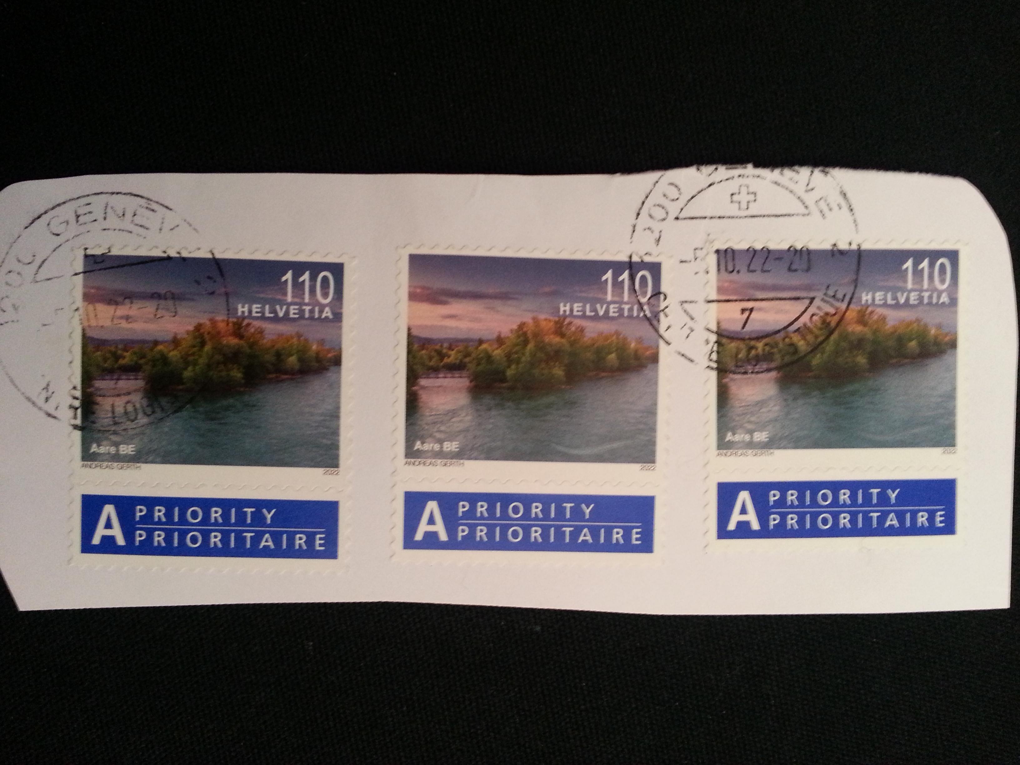 troc de troc 3 timbres oblitérés de suisse l'aare ( fleuve ) image 1