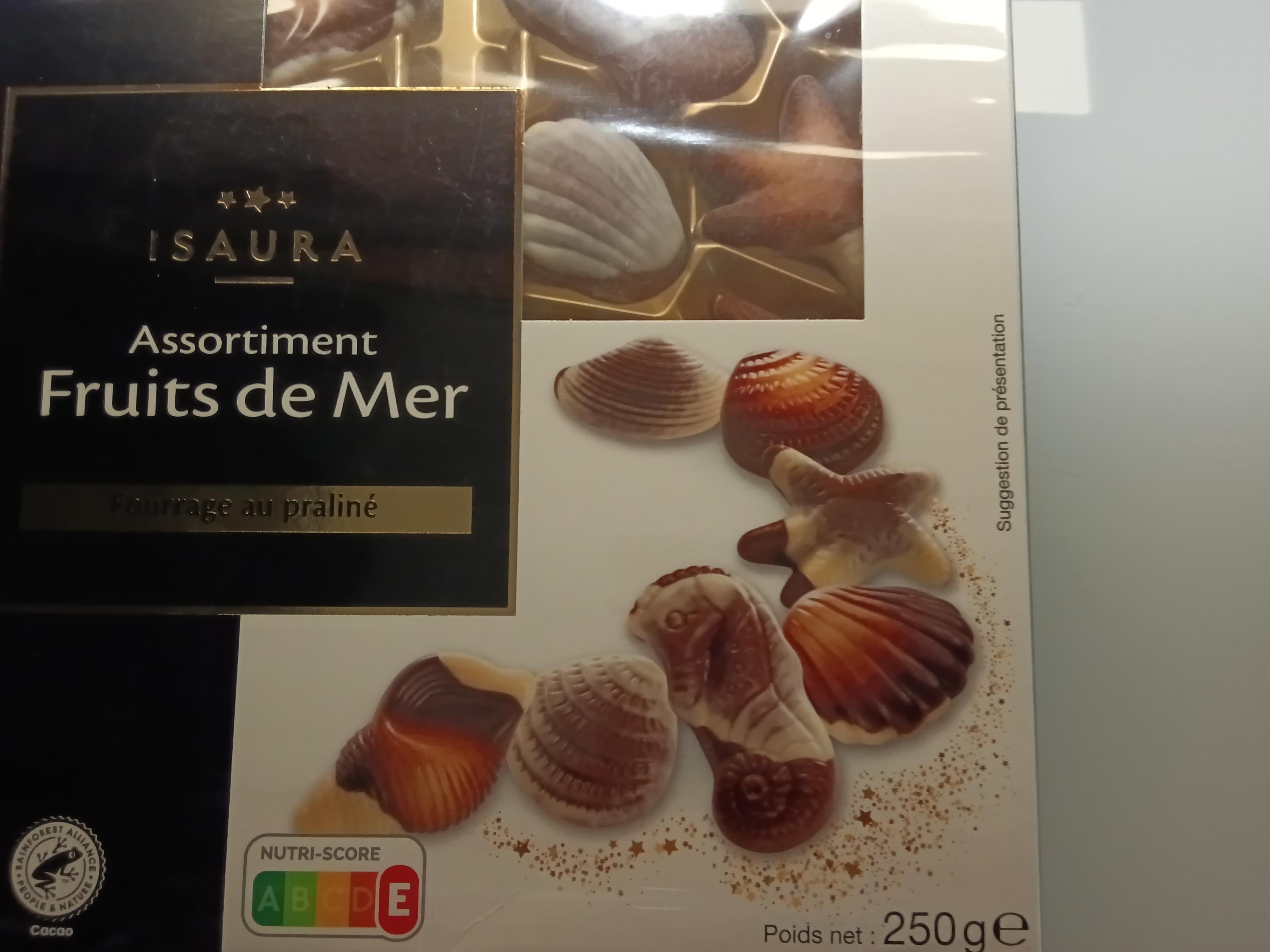 troc de troc réservé boîte de chocolats cellophanée assortiment fruits de mer fabricat image 0
