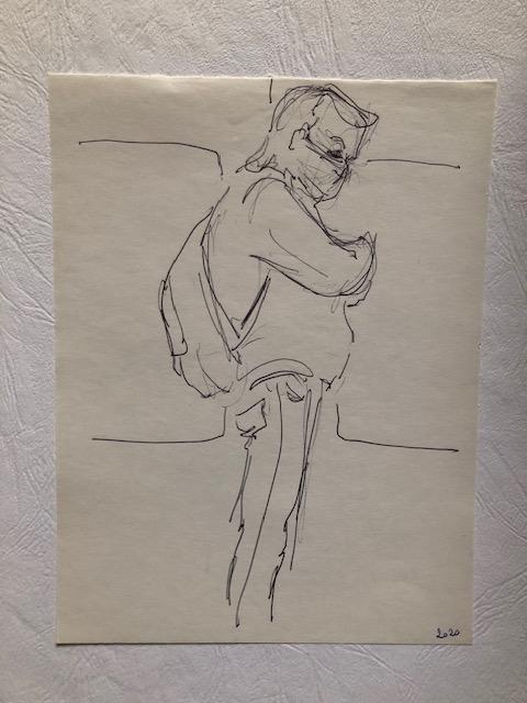 troc de troc croquis usager du métro, période covid : homme debout image 0