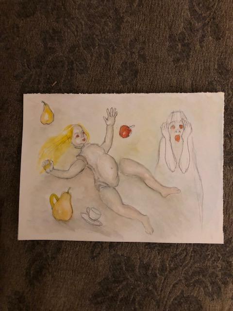 troc de troc dessin aquarellé original 20,4x14,8cm image 0