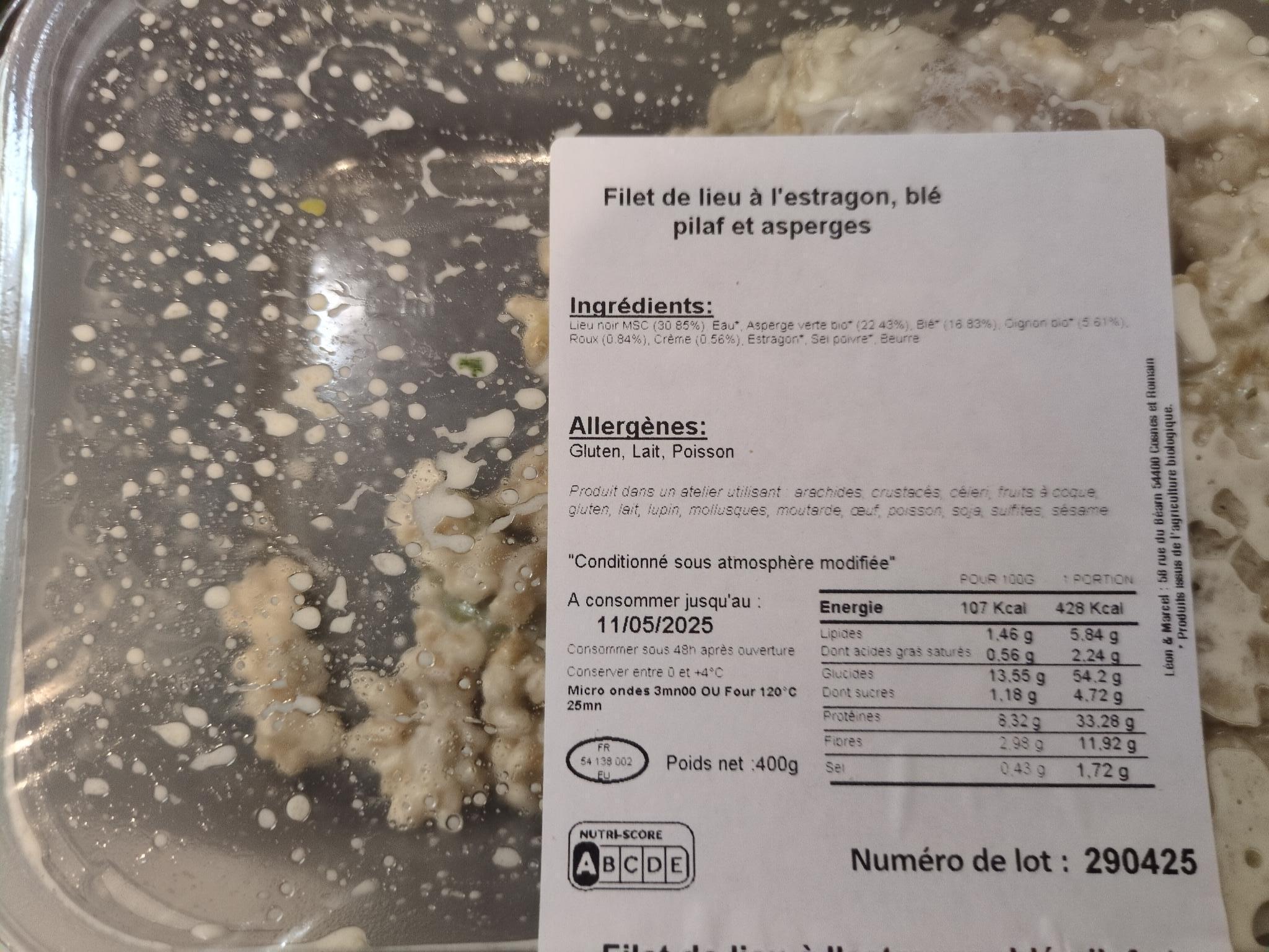 troc de troc [neuf] filet de lieu à l'estragon, blé pilaf et asperges image 0
