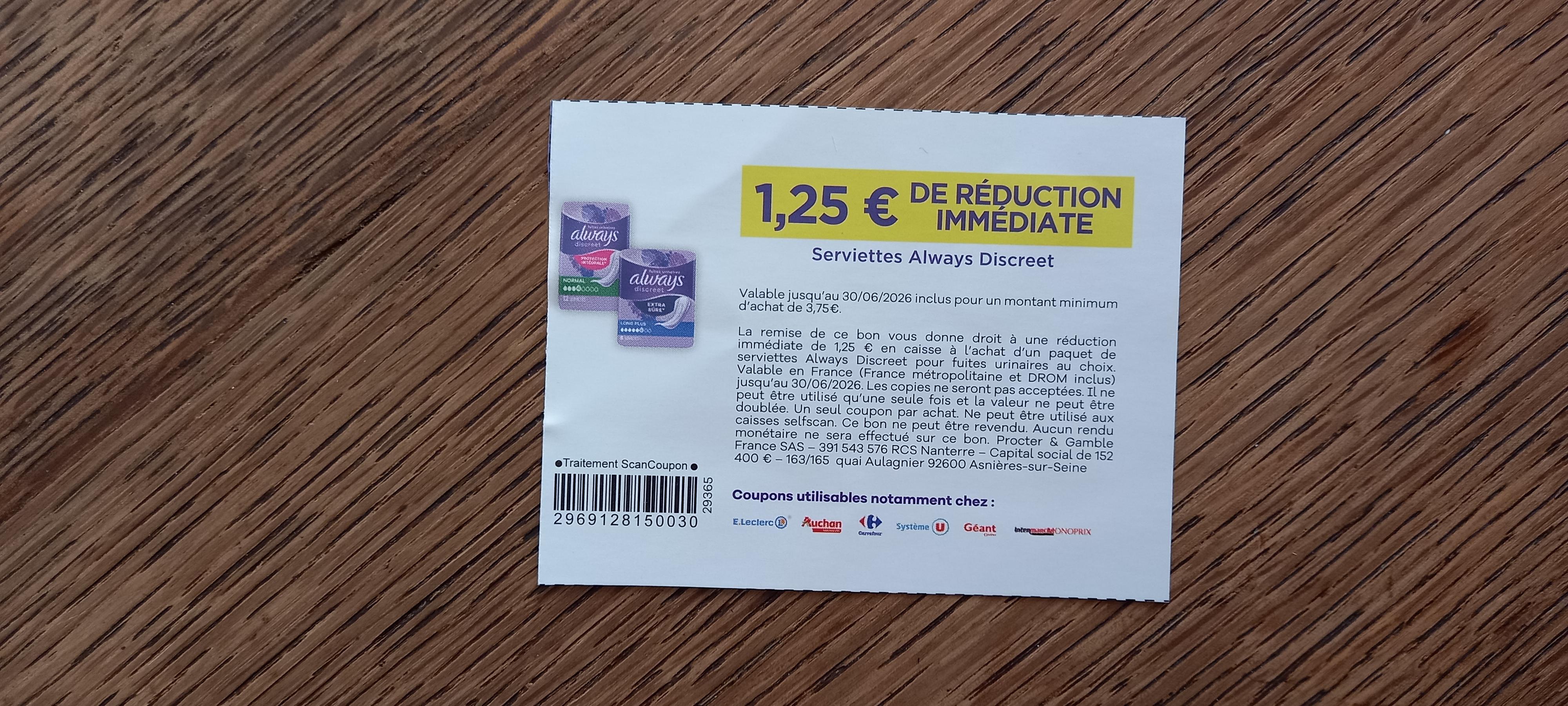 troc de troc bon de réduction always. image 0
