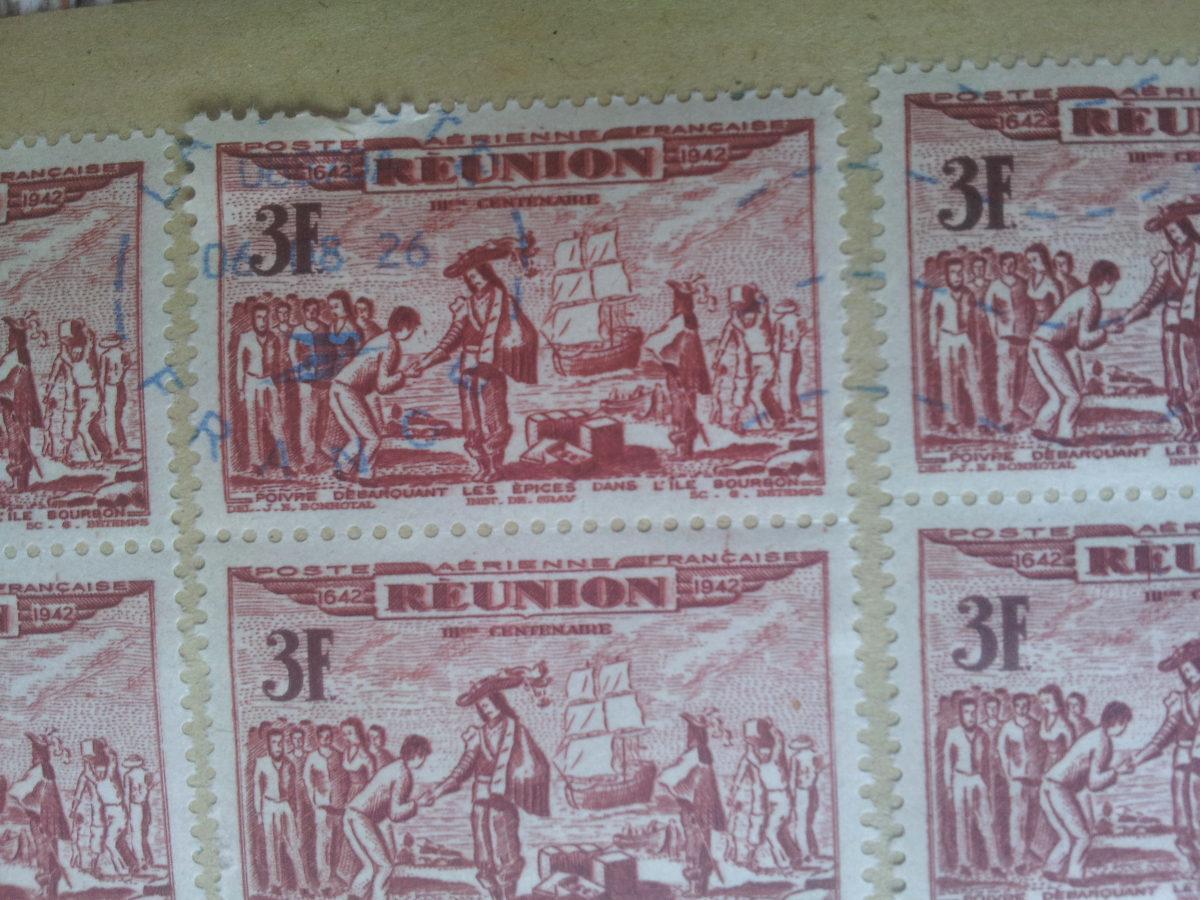 troc de troc rÉservÉs 7 timbres anciens de 3f de la réunion image 2