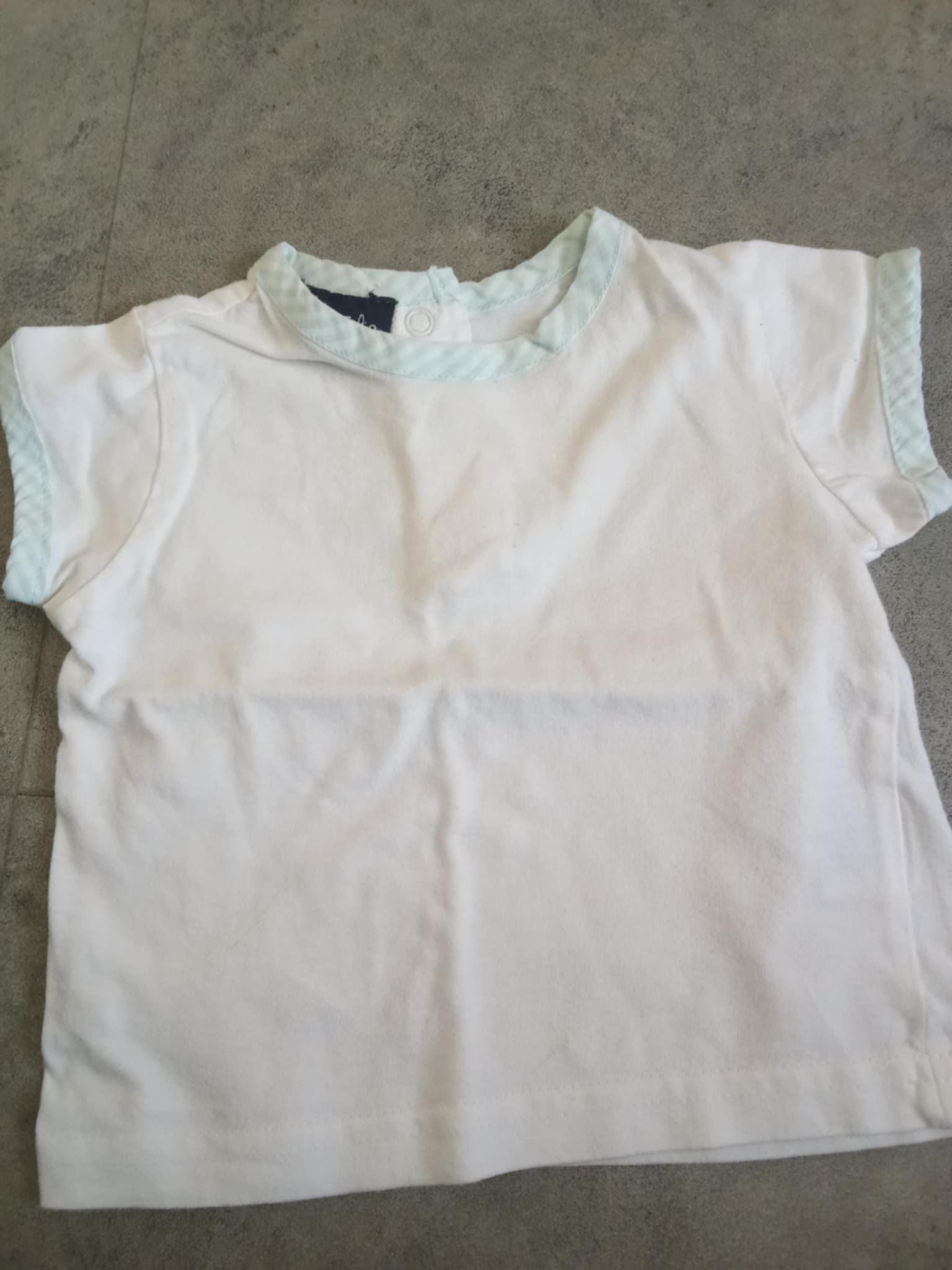 troc de troc tee shirt neuf taille 1 an  bordure turquoise marque bob et julie image 0