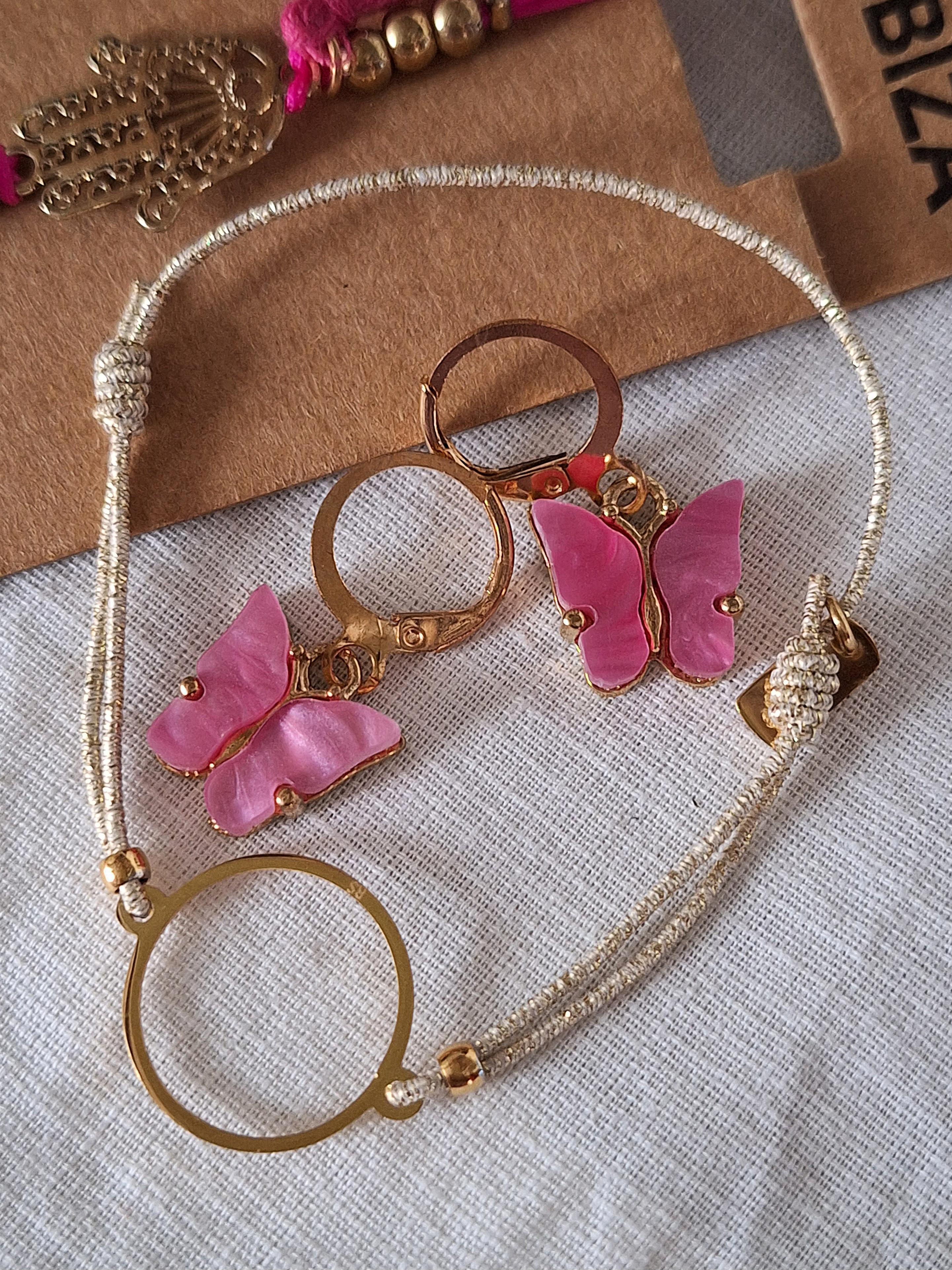 troc de troc ensemble 3 bijoux : 2 bracelets cordon + bo papillons image 1